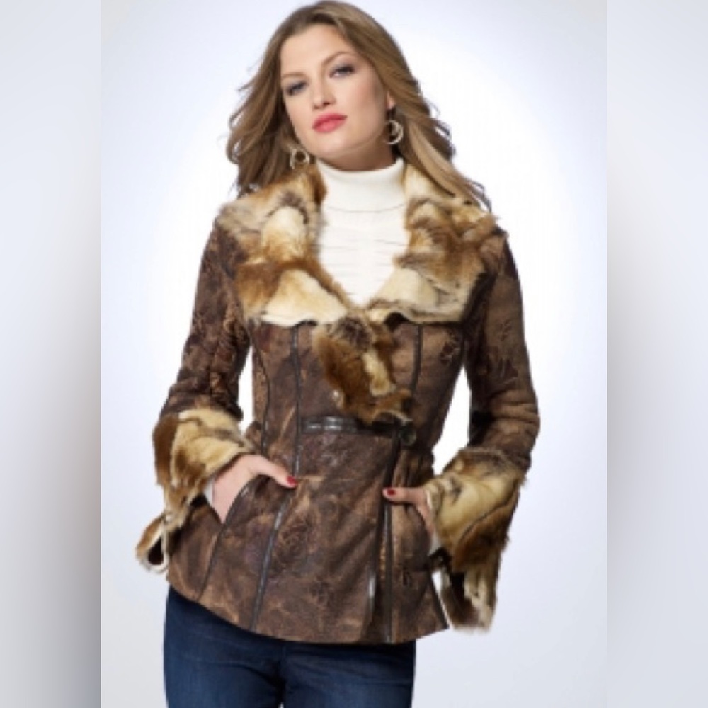 Long Sleeve Pocket Detail Faux Fur Jacket